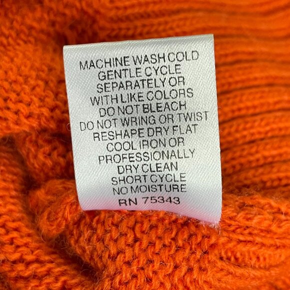 Anthropologie Hekla & Co Wool Blend Burnt Orange Cable Knit Cowl Neck Sweater S - Picture 12 of 13